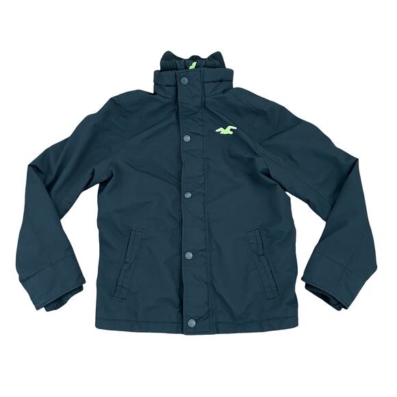 Hollister Unisex Navy Neon Green Winter Fall Jacket Coat Size S M Y2K Outdoor - Picture 1 of 8